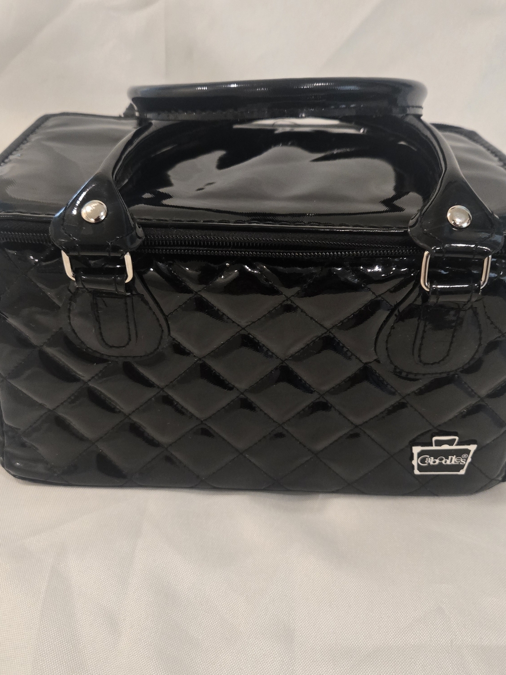 Caboodles Black Quilted Patent Cosmetic Case